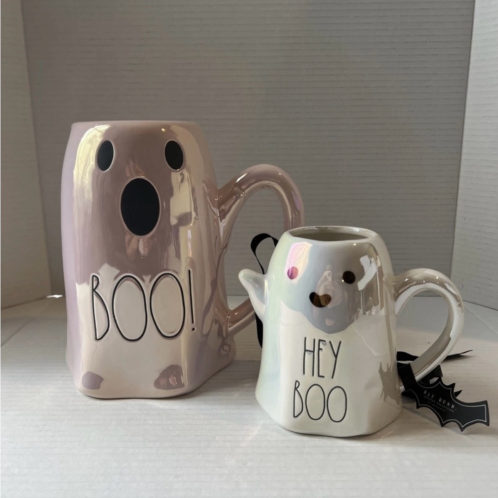 Rae Dunn Halloween Iridescent Pink Boo Ghost Pitcher & Mug